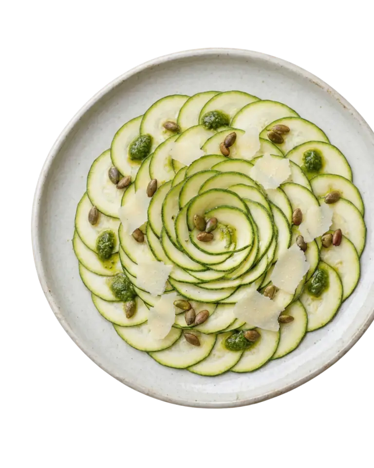 carpaccio courgettes parmesan aop du restaurant La Cour, Paris 11 ème