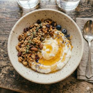 fromage blanc fermier au miel du 11ᵉ et granola croustillant maison