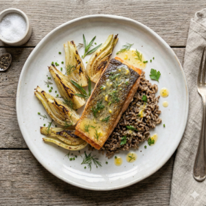 pavé de truite d’Île de france, beurre citronné