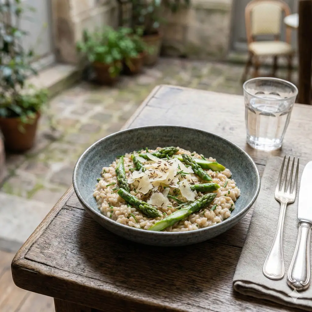 risotto epeautres asperges vertes vieux comte du restaurant La Cour Paris 11