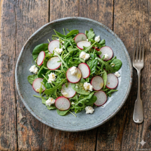 salade de jeunes pousses et radis croquants